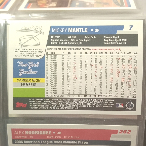 Rare Mickey Mantle Topps card 2006 #7 card GEM MT - Picture 2 of 2